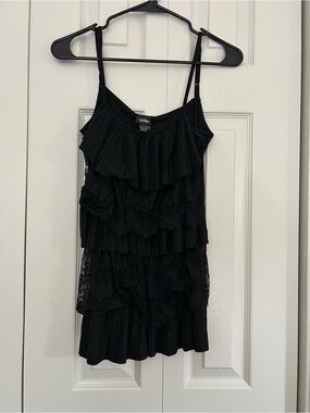 Vanity Black Layered Lace & Ruffle Camisole